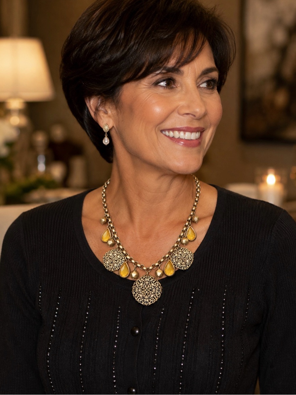 Lia Sophia “QUEEN'S LACE” Matte Gold Tone w/Mother-of-Pearl Necklace